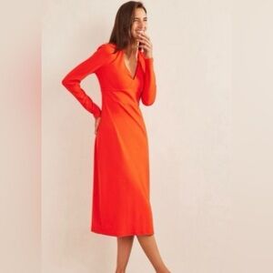 Boden Red Column Jersey Midi Tea Dress